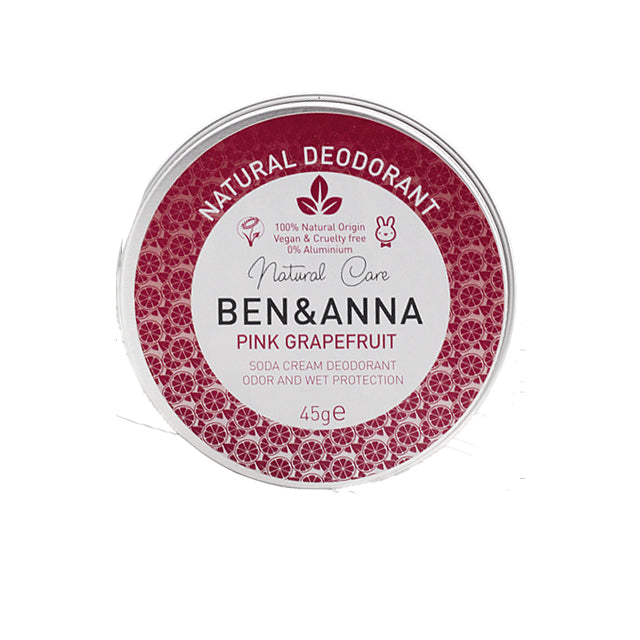 Ben and Anna Natural Deodorant Pink Grapefruit in a tin