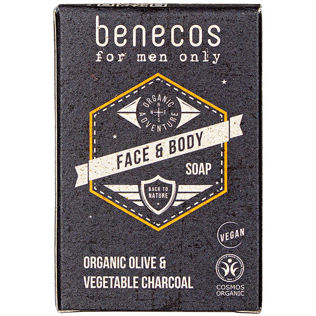 Benecos For Men Only Face and Body Soap containing Organic Olive Oil and Vegetable Charcoal