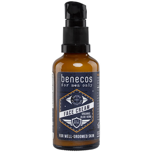 Benecos For Men Only Face Cream. Brown Bottle with a pump lid
