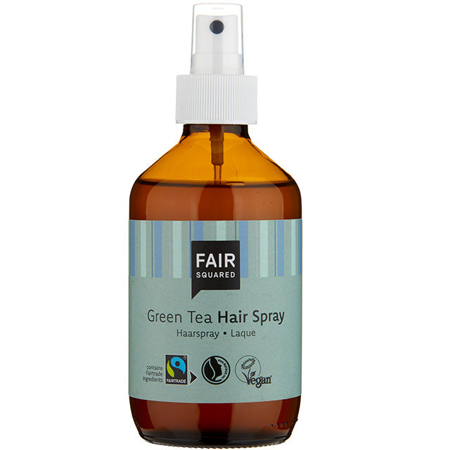Fair Squarted Green Tea air Spray is in a brown bottle with a spray top and cap.