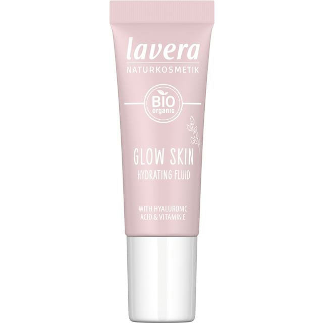 Lavera Glow Skin Hydrating Fluid in a tube with a screw top lid.