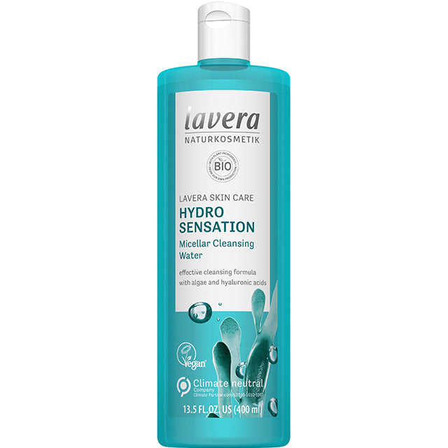 Lavera Organic Hydro Sensation Micellar Cleansing Water with algae and hyaluronic acids in a bottle