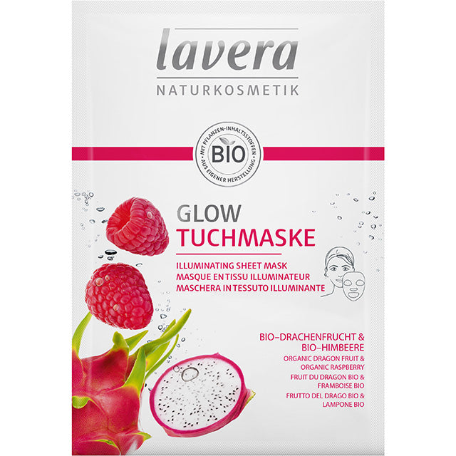 Lavera Illuminating Sheet Mask with Organic Dragon Fruit and Organic Raspberry. With other Organic Ingredients.