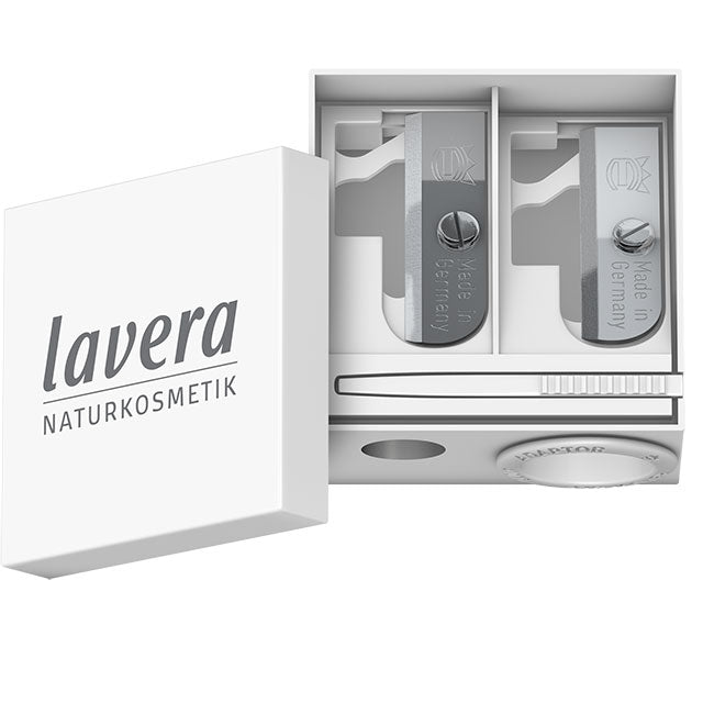 Lavera Duo Sharpener with the lid removed for Lip and Eye liner Pencils