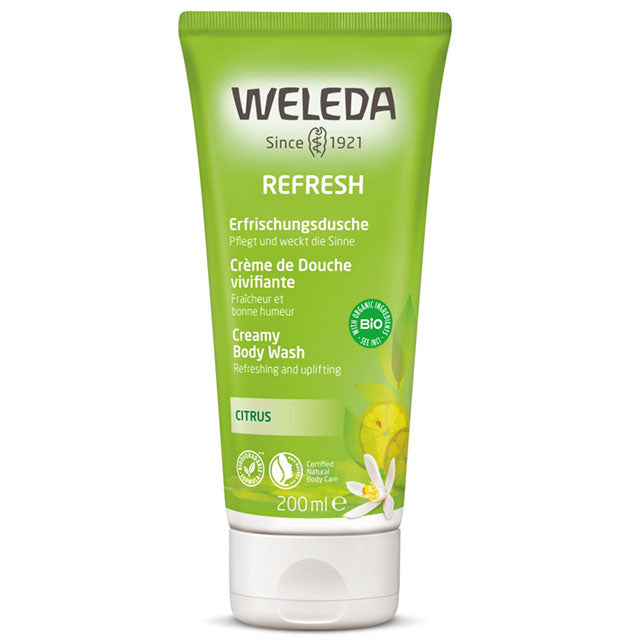 Weleda Refresh Creamy Body Wash Citrus in a Green Tube