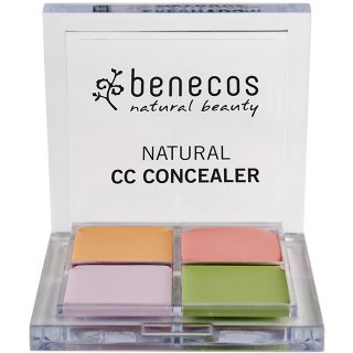 benecos natural cc concealer in four different colour, beige, pink, violet and green.