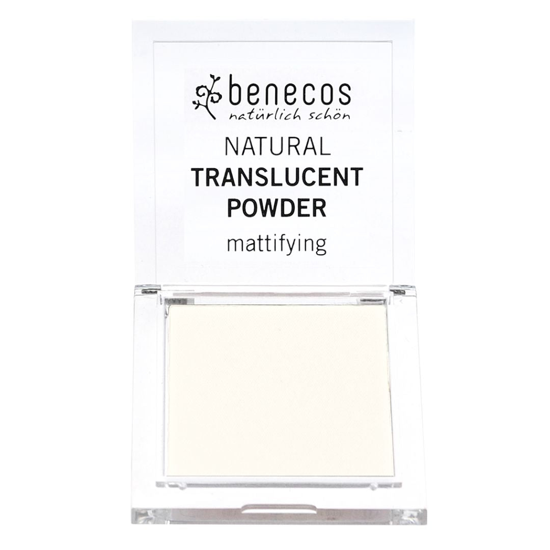 Benecos natural translucent powder mission invisible, magnifying compact powder.
