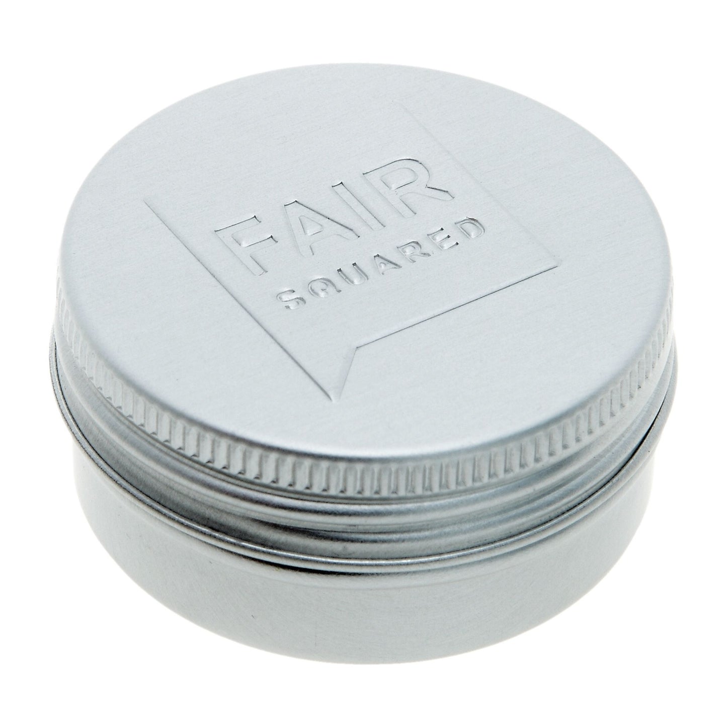 Fair Squared Shea Lip Balm tin sideway on white background