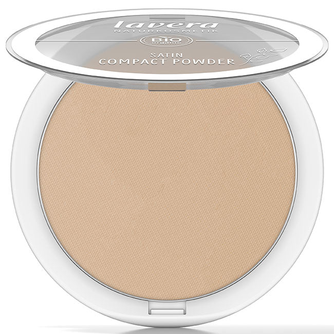 Lavera Satin Compact Powder Tanned 03 in a compact case