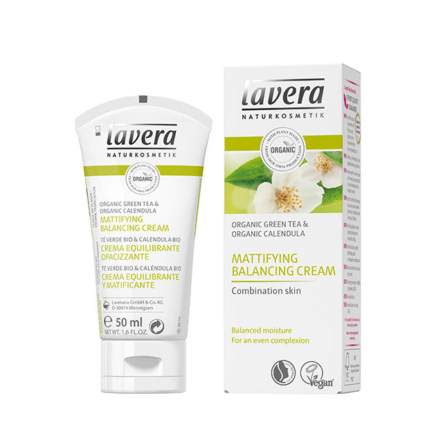 lavera Mattifying Balancing Cream with Organic Green Tea and Organic Calendula for Combination Skin. Tube in a Box