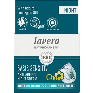 lavera anti ageing night cream with q10 basis sensitive