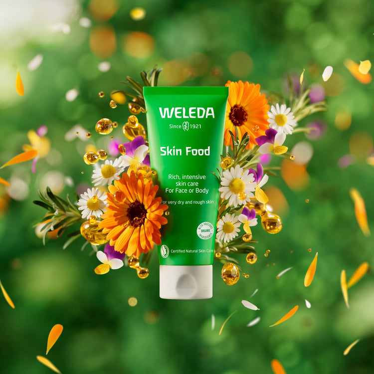 Weleda Skin Food for dry and rough skin, green tube with flowers