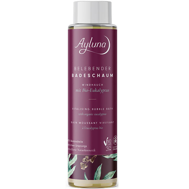 Ayluna Vitalising  Bubble Bath in a plastic bottle with screw top lid.