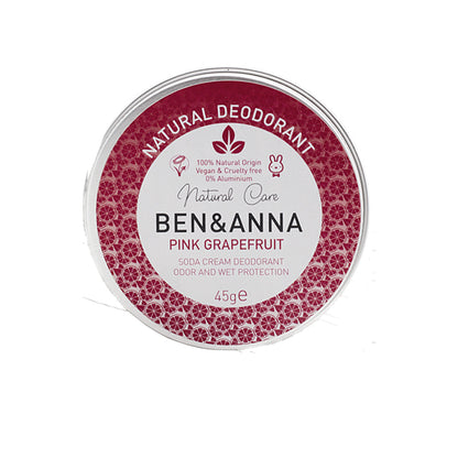 Ben and Anna Natural Deodorant Pink Grapefruit in a tin 