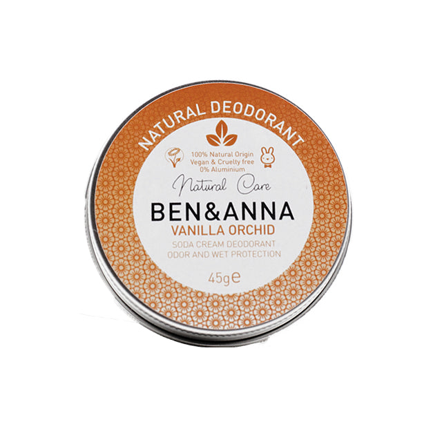 Ben and Anna Natural Deodorants Vanilla Orchid in a tin
