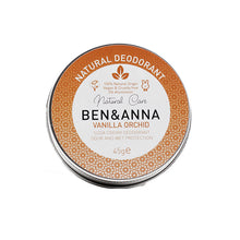 Ben and Anna Natural Deodorants Vanilla Orchid in a tin