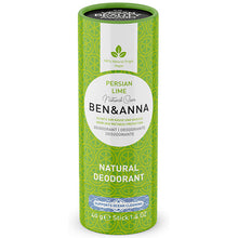 Ben and Anna Persian Lime Natural Deodorant in a green cardboard tube 