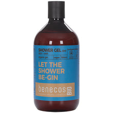 Benecos Bio 2 in 1 Shower Gel Let The Shower Be-Gin for body and hair  with organic gin.  The body and hair gel comes in a brown plastic bottle
