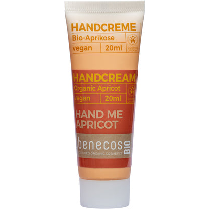 Tube of Benecos Bio Apricot Hand Cream Mini on a white background