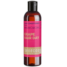 Benecos Bio Grape Volume Hair Conditioner is in a brown bottle with a flip top lid on a white background
