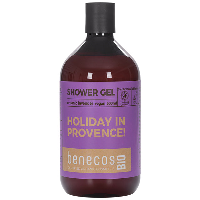 Benecos Shower Gel Holiday In Provence with organic lavender, Brown Plastic Bottle