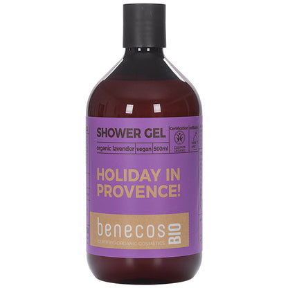 Benecos Shower Gel Holiday In Provence with organic lavender, Brown Plastic Bottle