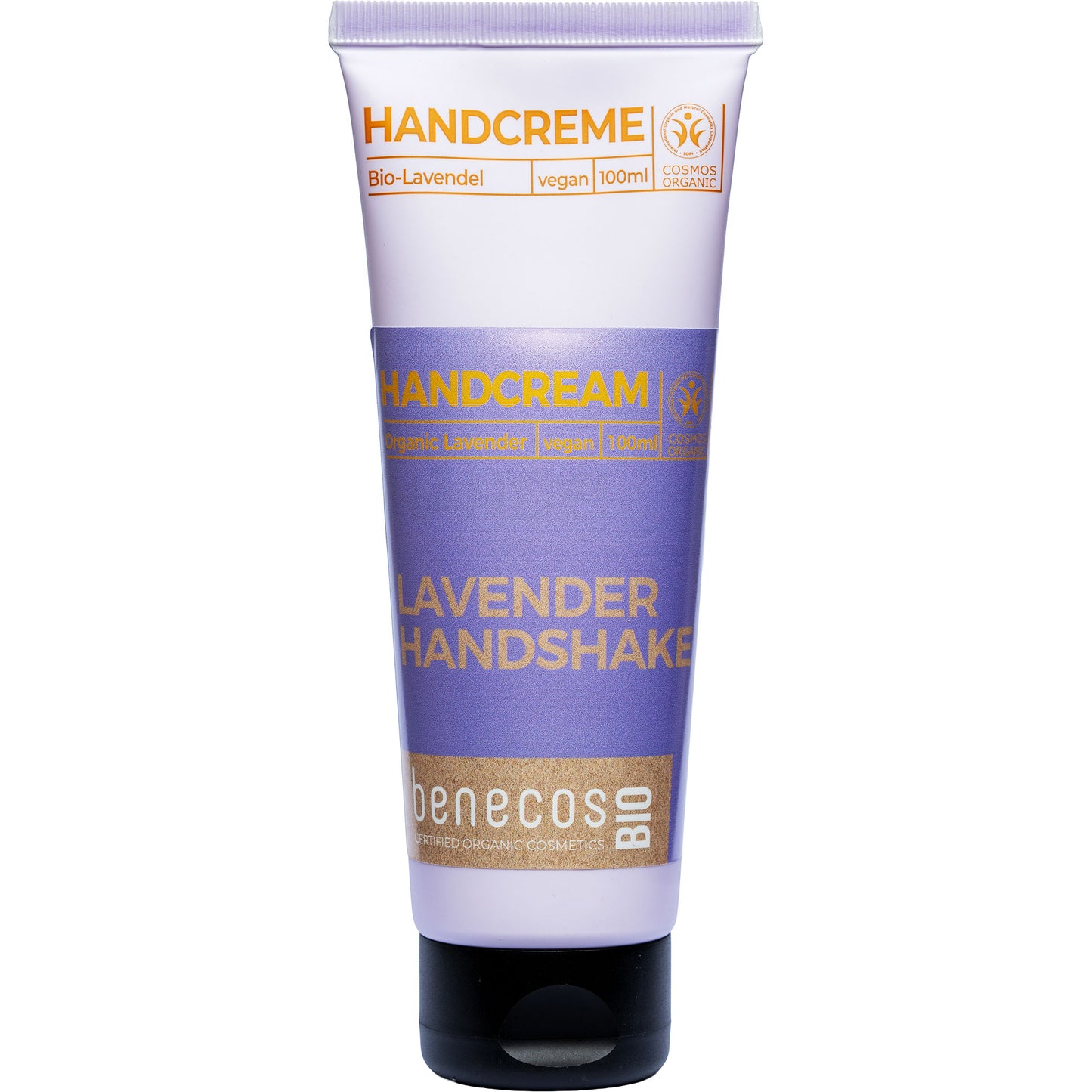 Tube of Benecos Bio Lavender Hand Cream on a white background 