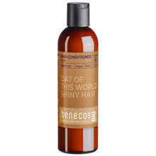 Benecos Bio Oat Repair Conditioner is in a brown bottle on a white background
