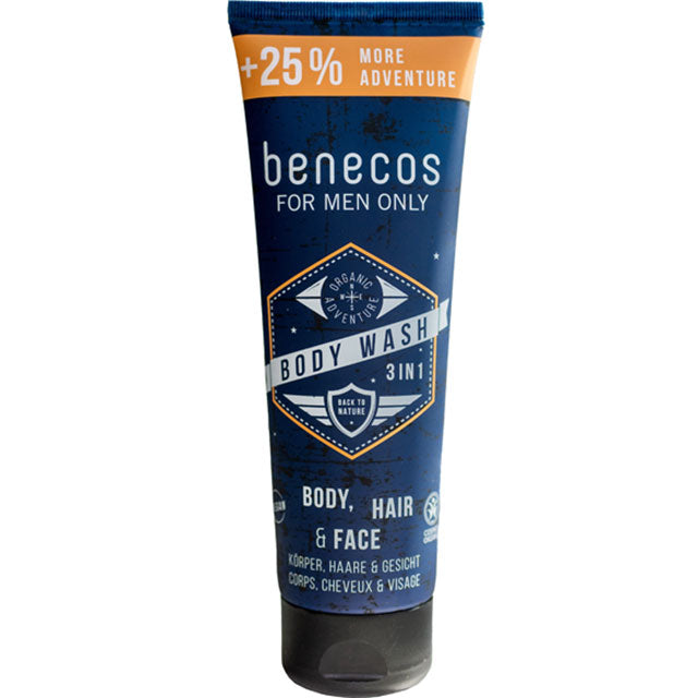 Benecos For Men Only Body Wash 3 in 1 for face, haid and body with 25% extra. Tube