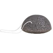 Benecos Konjac Sponge Black Bamboo Charcoal with string on a white background. 