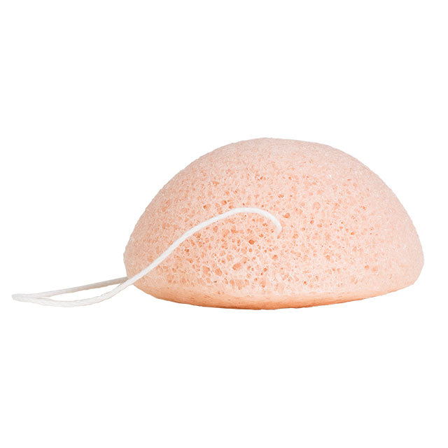 Benecos Konjac Sponge Red Clay with string on a white background.
