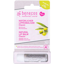Benecos Natural Lip Balm Classic with Organic Olive Oil and Organic Cocoa Butter a stick in a blister pack