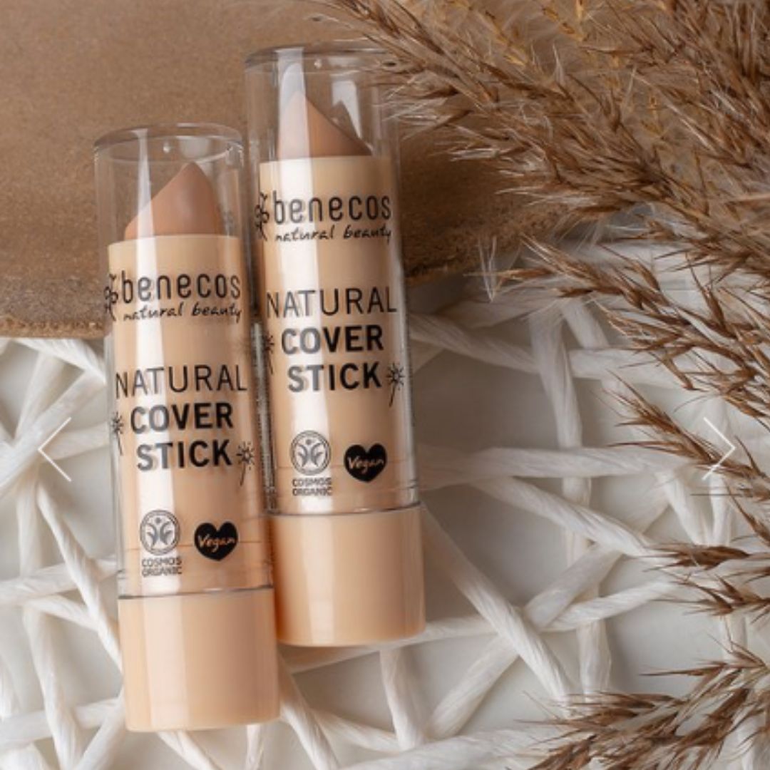 benecos organic natural cover stick vanilla and beige, vegan.