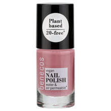 Benecos plant based nail polish bubble gum is baby pink with a slight dusky effect.