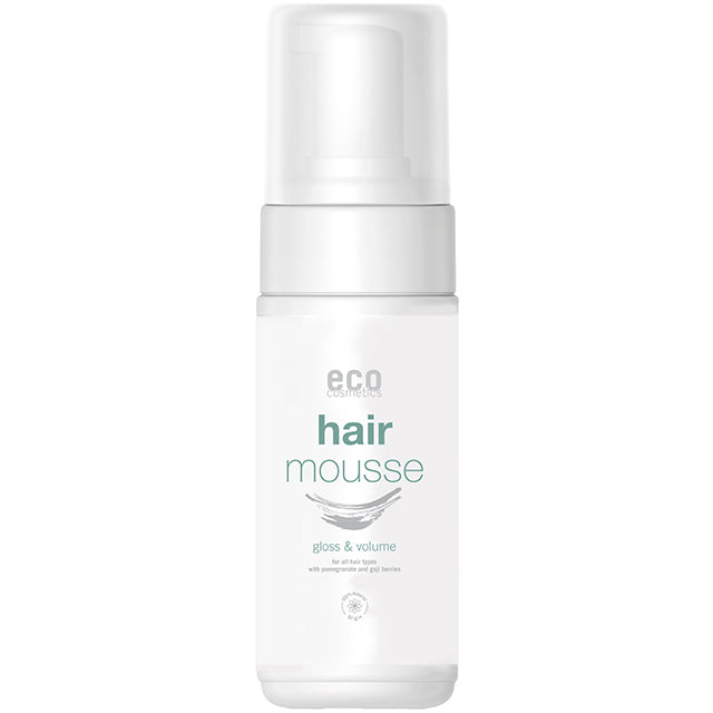 Eco Cosmetics Hair Mousse in a plastic bottle with a pump lid 