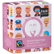 Fair Squared Apricot Facial Soap for Sensitive Skin in a box. Fairtrade