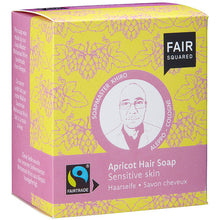 Fair Squared Apricot Hair Soap for sensitive skin. 2 x 80g bars in a cardboard box. 