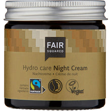 Fair Squared Hydro Care Night Cream with Fair trade Argan Oil in a brown glass jar.