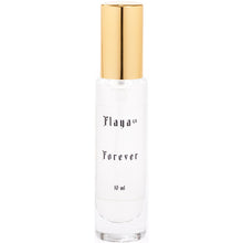 Flaya Eau-de-Parfume Forever 10ml in a clear glass spray bottle with a gold coloured lid.