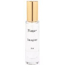 Flaya Eau de Parfum Imagine 10ml in a slimline clear glass spray bottle with a gold coloured lid.