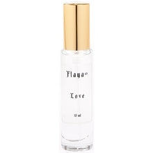 Flaya Eau de Parfum Love 10ml in a slender clear glass bottle with a gold coloured lid