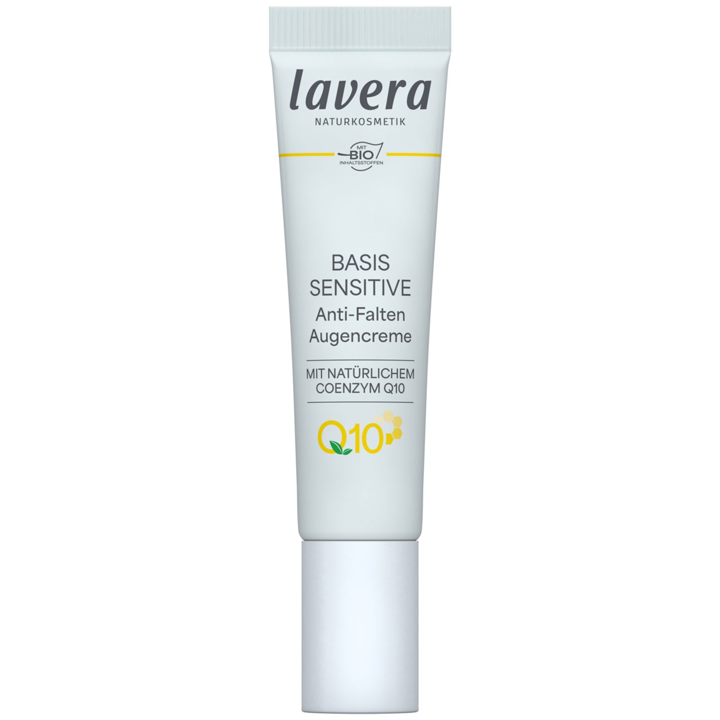 Lavera Bais Sensitive Anti-Ageing Eye Cream is in a tube on a white background