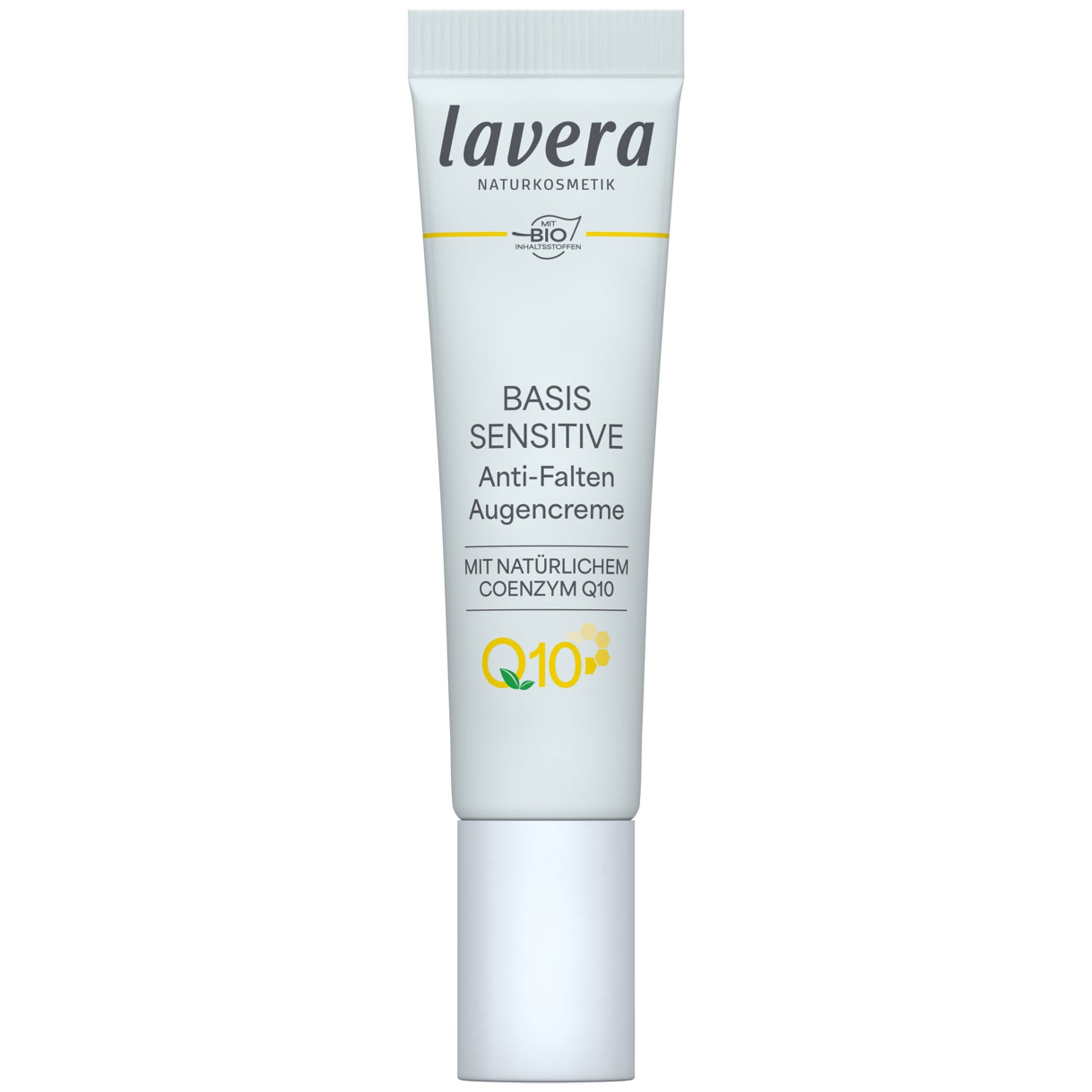 Lavera Bais Sensitive Anti-Ageing Eye Cream is in a tube on a white background