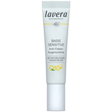 Lavera Bais Sensitive Anti-Ageing Eye Cream is in a tube on a white background