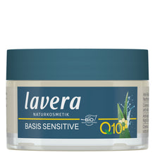 Lavera Basis Sensitive Night Cream 10 Anti-ageing is in a jar on a white background
