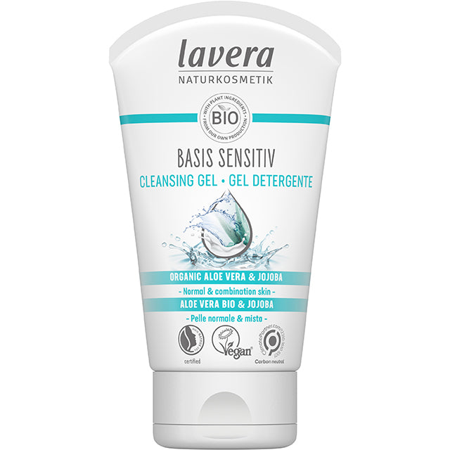 Lavera Basis Sensitive Cleansing Gel with Organic Aloe Vera and Jojoba oil. For Normal and Combination Skin Types