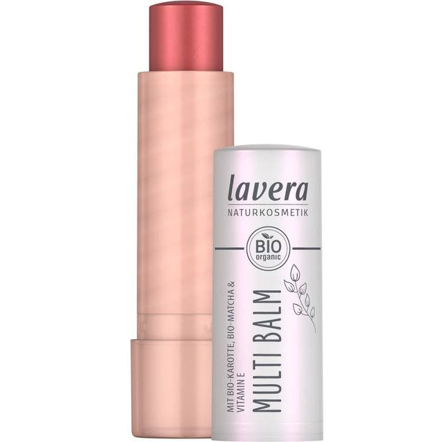 Lavera Multi Balm Stick Sunrise Rose 04 is in a lipstick style tube