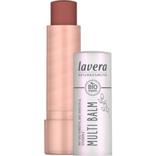 Lavera Multi Balm Stick in Sunset Red 01 is in a lipstick style tube