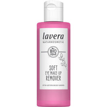 Lavera Soft Eye Make Up Remover is in a recycled plastic bottle with a flip top lid