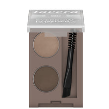 Lavera Eyebrow Powder Duo in an open container on a white background